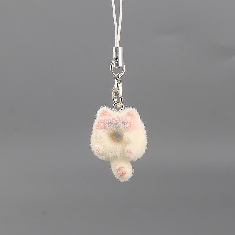 Cute Flocked 3D Resin Bear Keychain Sweet Creative Student Phone Chain Pendant Bag Accessory Phone Strap Gift