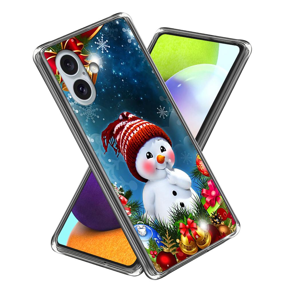 

For iPhone 16 Case Christmas Pattern Printing Soft TPU Phone Cover Style E