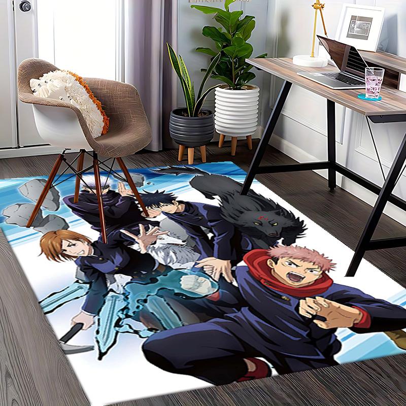 1 Stück Anime Cartoon Design Jujutsu Kaisen Charaktere Bürostuhlmatte Rutschfester Teppich Geeignet für Heimdekoration Wohnzimmer Schlafzimmer Spielzimmer Festival Geschenk