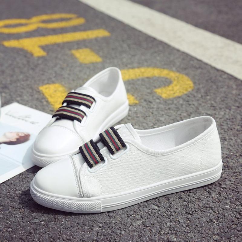 

Женская обувь на плоской подошве с низким верхом, модная повседневная парусиновая женская обувь на липучке 36 белый