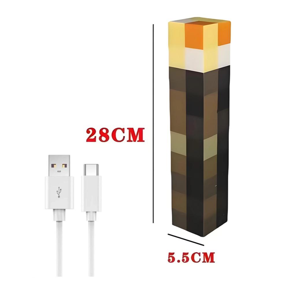 Lampe Torche MC Game Brownstone Figurine 4 Couleurs LED Veilleuse Décorative Lampe de Table Chambre Recharge USB avec Boucle Jouet Cadeau pour Enfants