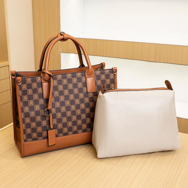 Printed Large Capacity New Women's Bag Fashionable Tote Bag Women's Checkerboard Handbag Single Shoulder Crossbody Bag