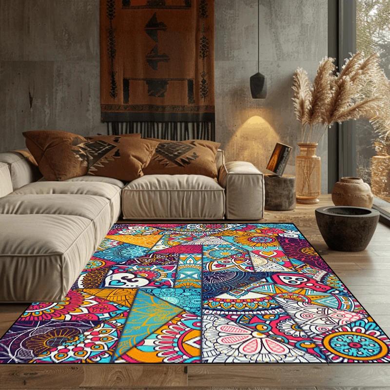 Perzisch Retro Klassieke Stijl Tapijt voor Woonkamer Geometrisch Grote Maat Kleedkamer Vloerkleed Slaapkamer Nachtkastje Decoratie Lounge Vloermatten 60x90cm
