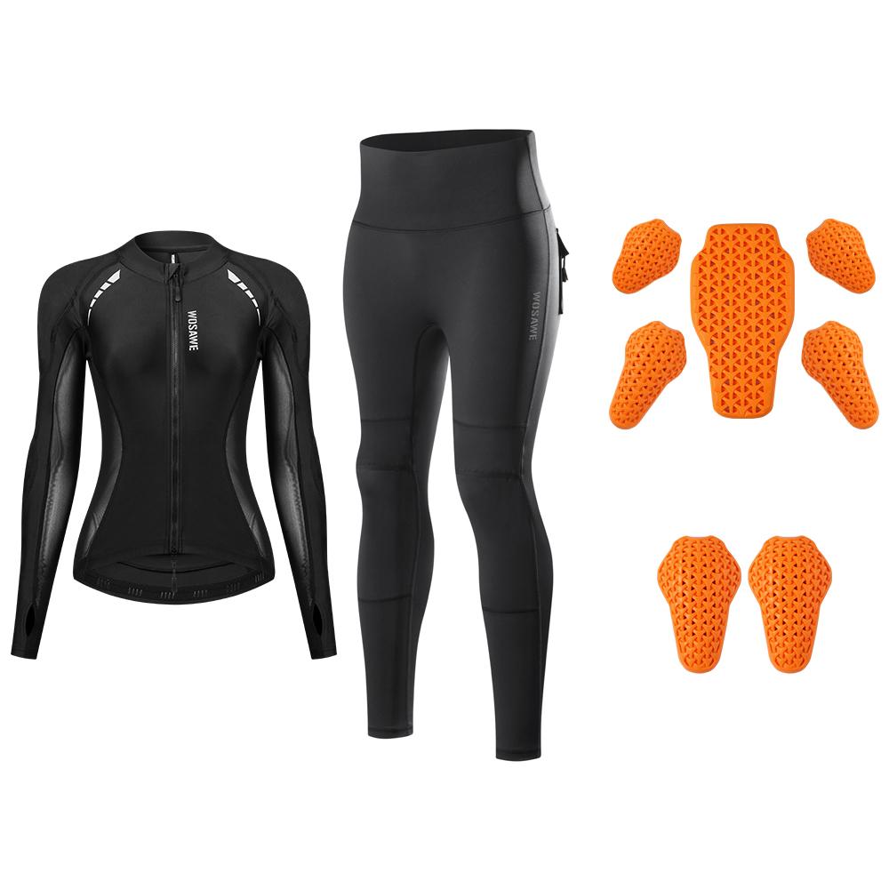 WOSAWE Women Motorcycle Protective Jacket Pants Set CE Soft Armor Summer Motorbike Full Body Riding Gear for Motocross Touring