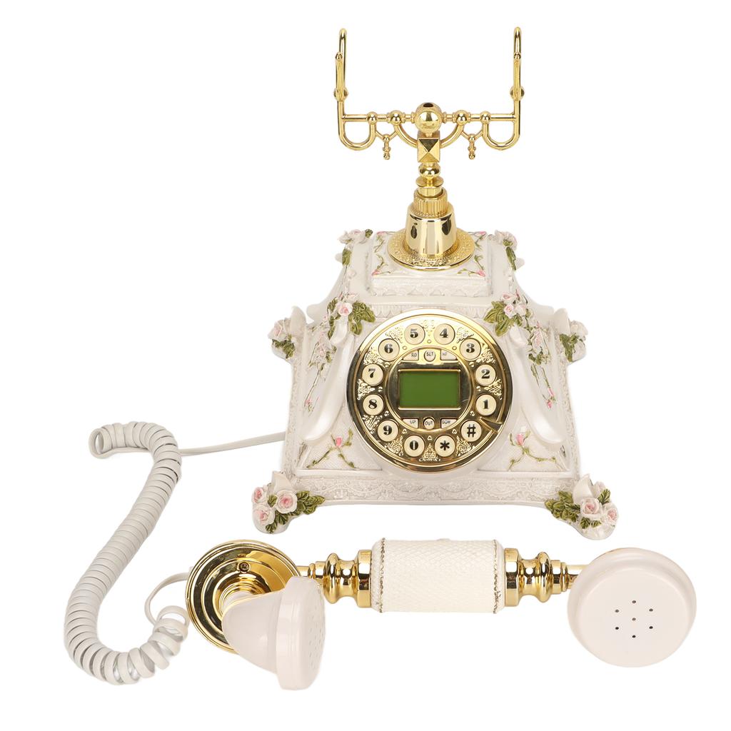 Vintage Telephone Button Dialing Hands Free Old Fashioned Landline with LCD Display for Home Cafe