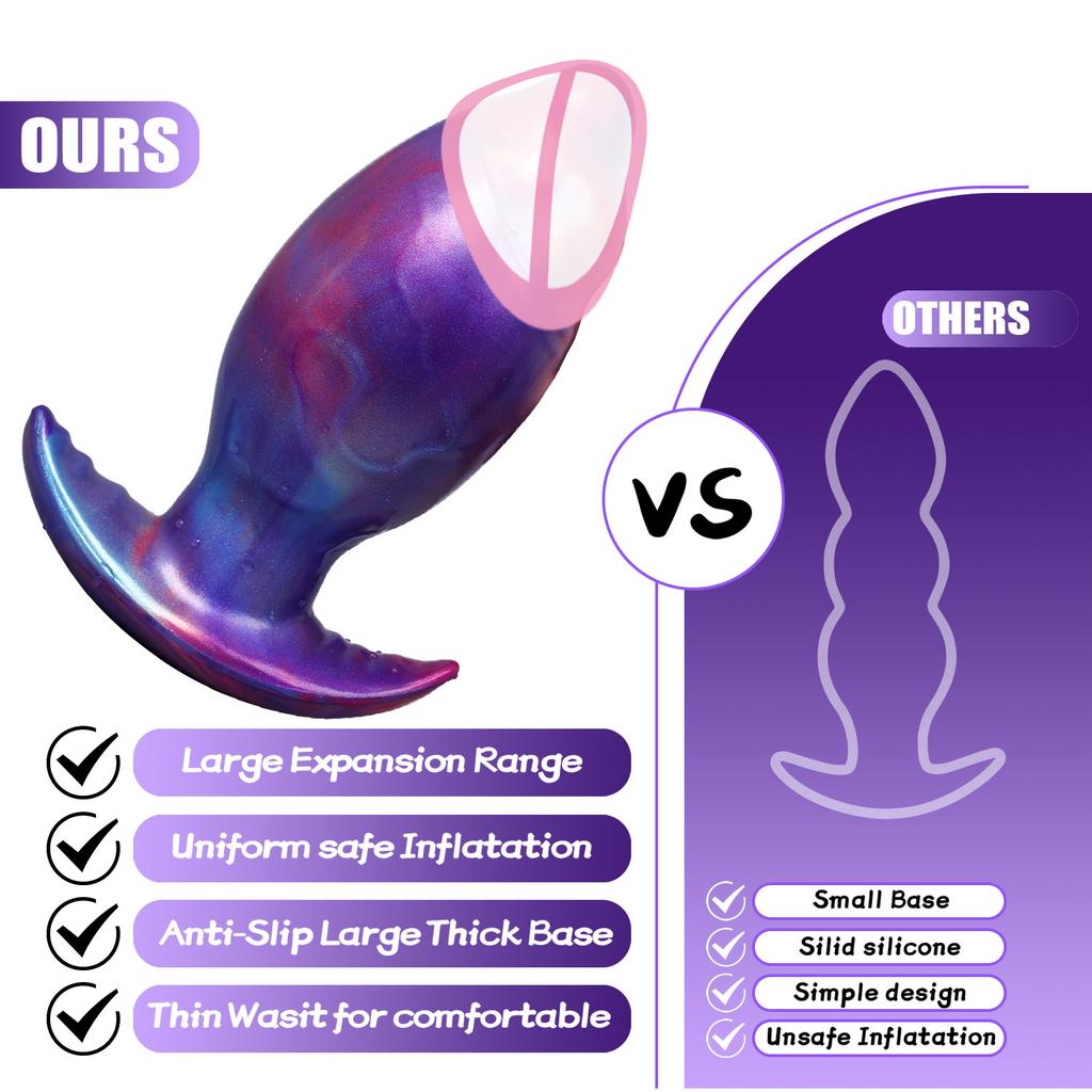 Fantasy Inflatable Butt Plug Dildos with Air Pump 18 Cm G-Spot Prostate Massage Penis Anal Dilation Sex Toys for Women and Men