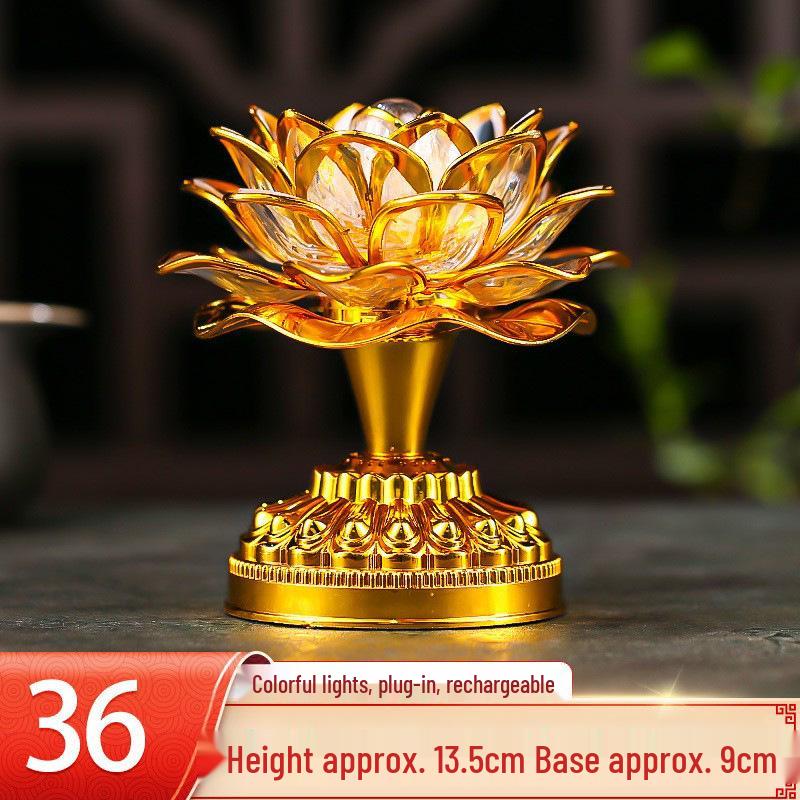 LED Seven-Colored Lotus Buddha Lamp - Rechargeable Guanyin Offering Light