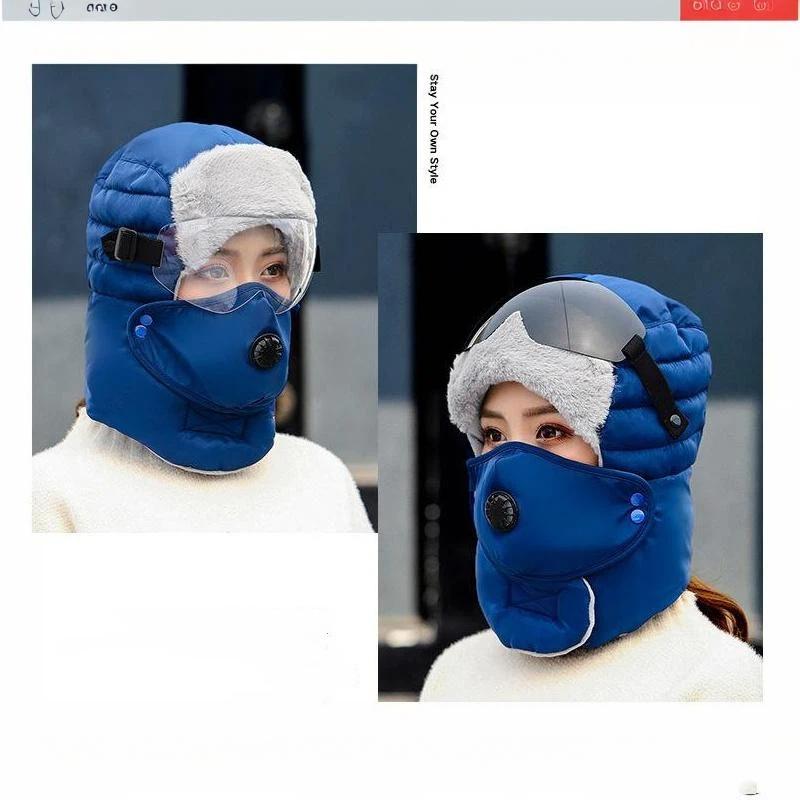 Winter Warm Head Cover Windproof Thickened Ear Protection Neck Cover Goggles Hat Unisex Thermal Outdoor Motocycle Hooded Hat