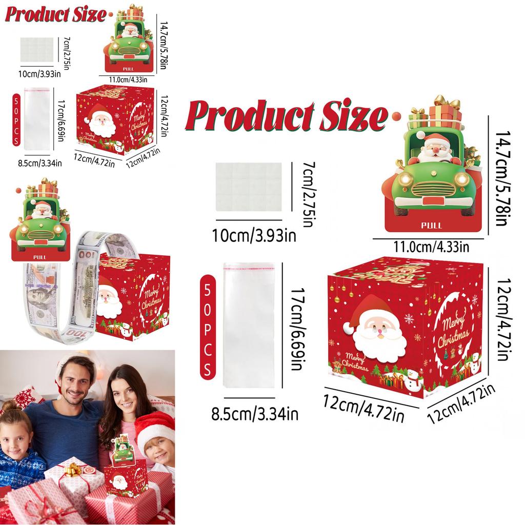 Red Santa Claus Pattern Paper Gift Box For Christmas Presents And Celebration Events