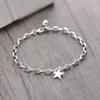 Sterling Silver Color Retro Star Bead Charm Wrist Bracelet Gathering Jewelry Bangle Women Wedding Occasion Bridal Gathering Present Present
