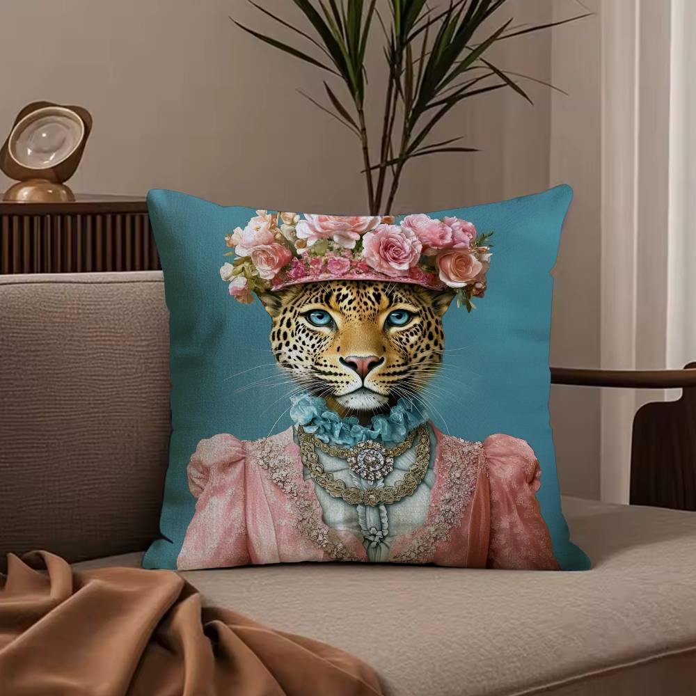 European Fashion Leopard Pillow Case Anti-dustmite Pillowcase Invisible zipper silky short plush Sofa cushion cover