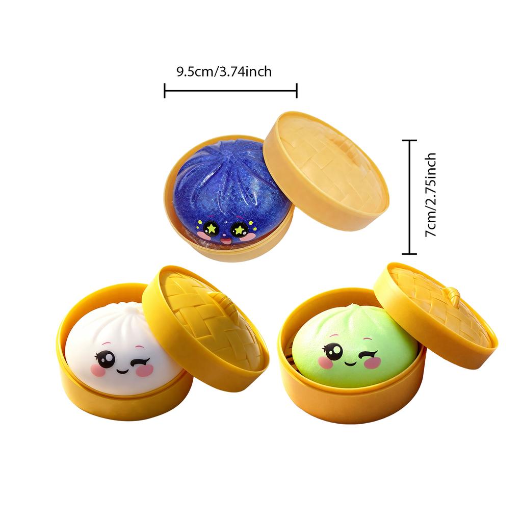 Süßes Glitzer-Knödel Squishy Spielzeug mit Dampfgarer, Weiche, Langsam Rückfedernde Spielzeuge, Stressabbau, Sensorischer Ball, Funkelndes Entspannungswerkzeug