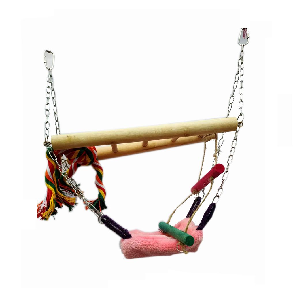Eco-Friendly Hanging Basket Swing for Parrots Bird Perching Supplies with Wood Nesting Supplies
