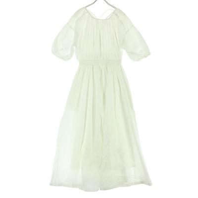 Beauty Products BASEMENT Short Sleeve Oblong Neck Long Dress White Women Used