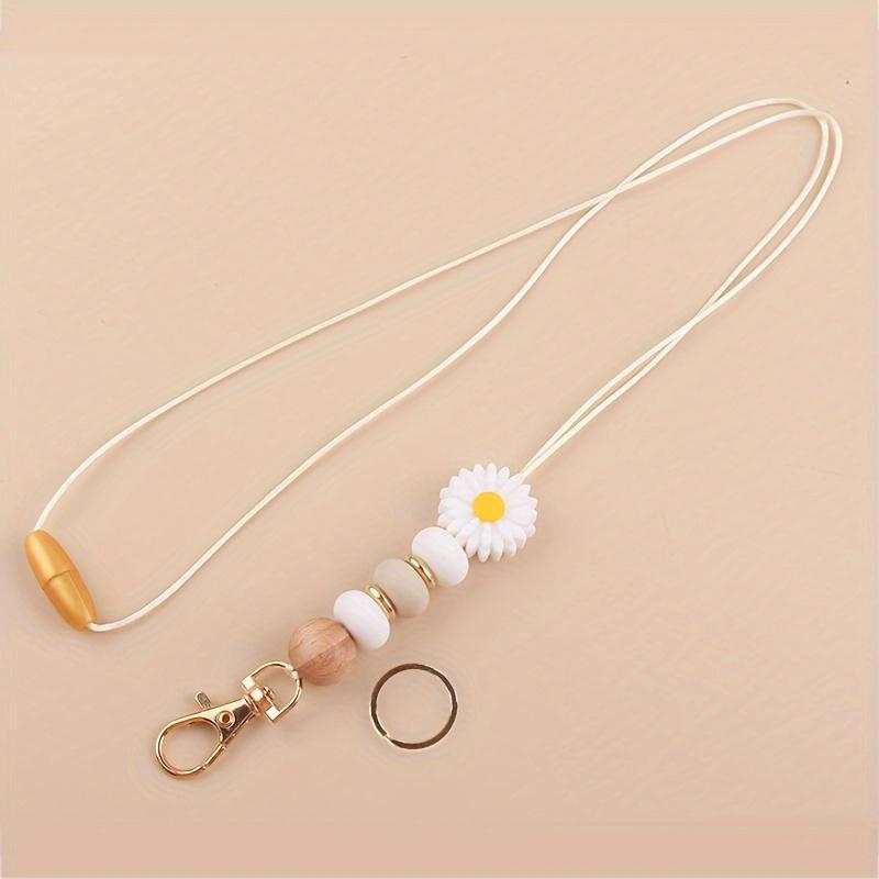 

Шикарный силиконовый и деревянный брелок-крючок для всех сезонов; Универсальный аксессуар с подвеской в виде ромашки - 1 упаковка белый