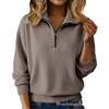 Pull en tricot pour femme 2026 à fermeture éclair et col revers - Coupe ample à manches longues pour un style décontracté