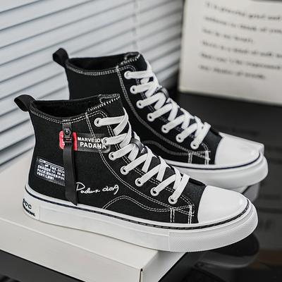 Fashion Black High Top Canvas Shoes Men Autumn Comfortable Casual Canvas Sneakers Man Espadrilles Breathable Men's Vulcanize Shoes 2025