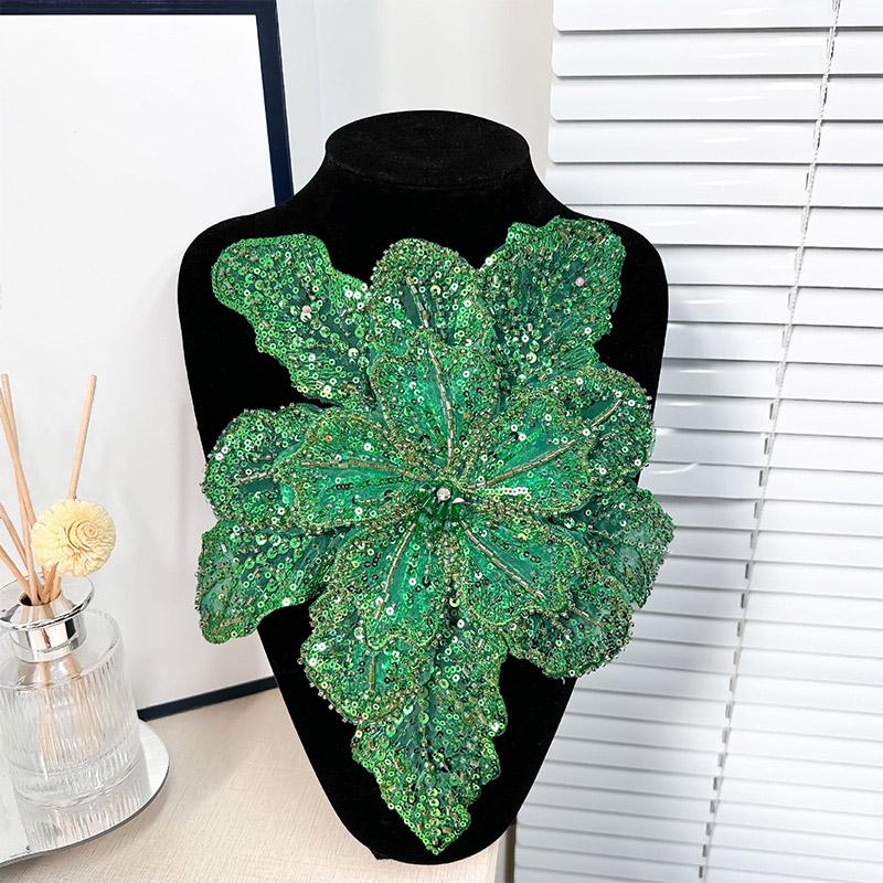 

1шт корсаж многослойный полиэстер ручная работа ткань наклейка аппликация пайетки одежда ткань швейный материал зелёный