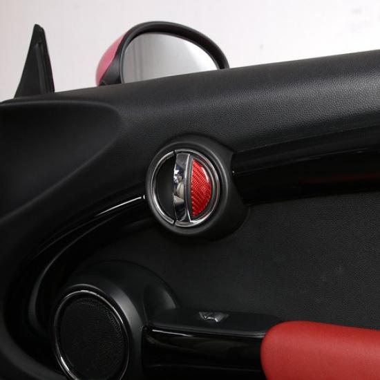 Red Carbon Interior inner Door Handle Bowl Cover Trim For BMW Mini Cooper 14-21