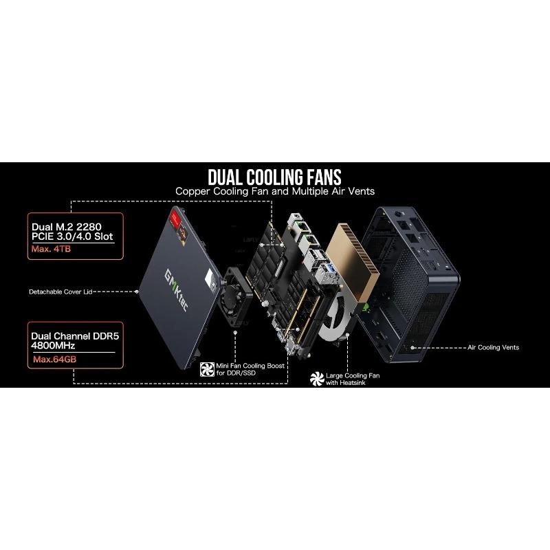 GMKtec M6 Mini-PC AMD R5 6600H 6-Kern 12-Thread 16GB DDR5 512GB PCIe 3.0 SSD WiFi 6 BT5.2 Desktop-Computer