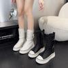 Leather Martin Boots Women's Spring and Autumn New Medium Tube Thick-soled Skinny Boots Breathable Versatile Women's Boots