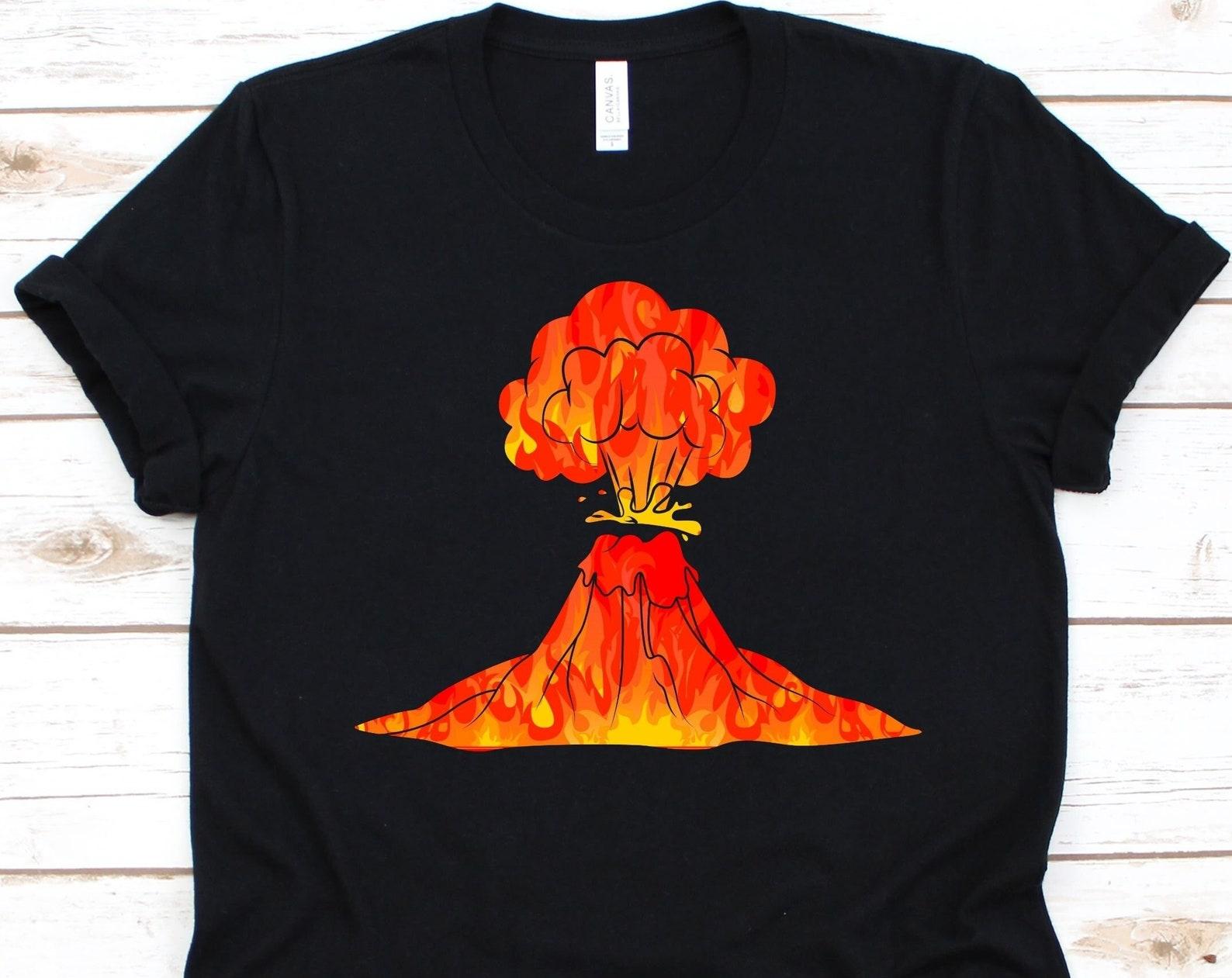 Fire Volcano Erupting Shirt, Cool Volcano Design For Men And Women, Gift For Volcano Lovers, Geophysics Graphic, Geologist T-Shirt, Geology 4XL