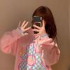 Kawaii Sweet Pink Hoodies Velvet Women Harajuku Japanese Fashion Hooded Sweatshirts Preppy Style Flower Embroidery Tops Winter Female