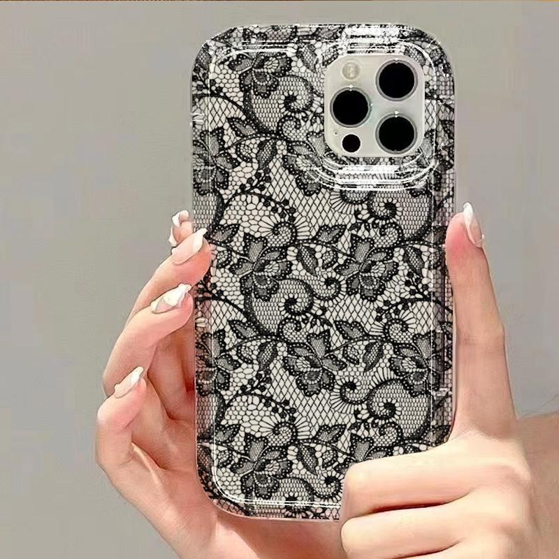 White Trendy Lace Vine Print Transparent Phone Case For Xiaomi Redmi Note 13 Pro Redmi13 13C 4G 5G Note13Pro Plus 12 11 10 Case