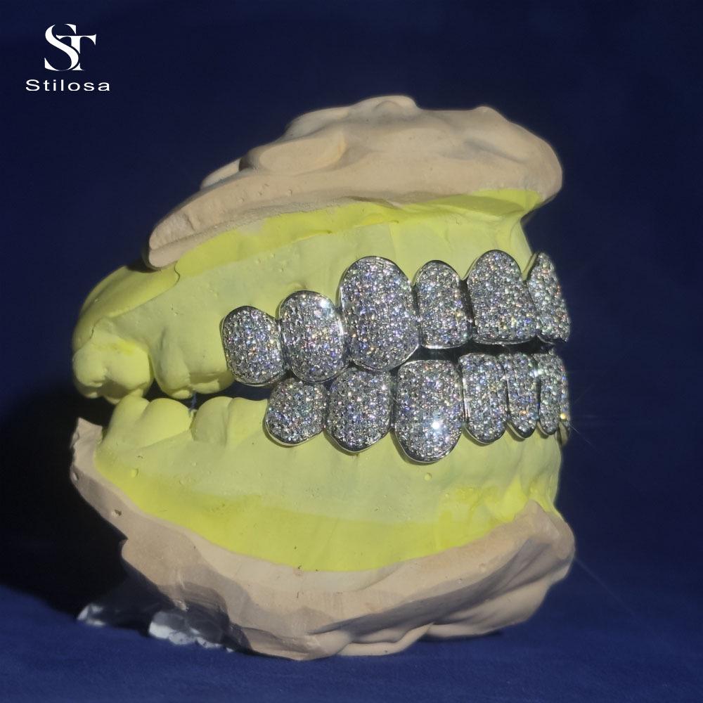 Europe & America Hot-Selling Hip-Hop Honeycomb Grillz with Moissanite Inlay