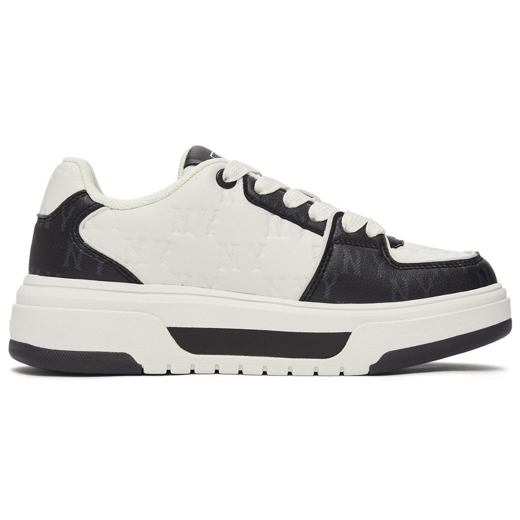 MLB New York Yankees Slip Resistant, Abrasion Resistant, Height Increasing Low Top Skateboard Shoes Unisex Black White 3ASXM075N-50BKS