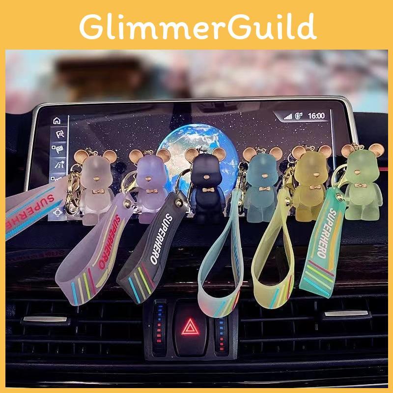 Creative Resin Transparent Crystal Palm Bear Keychain Cute Gift For Couples And Backpack Decoration