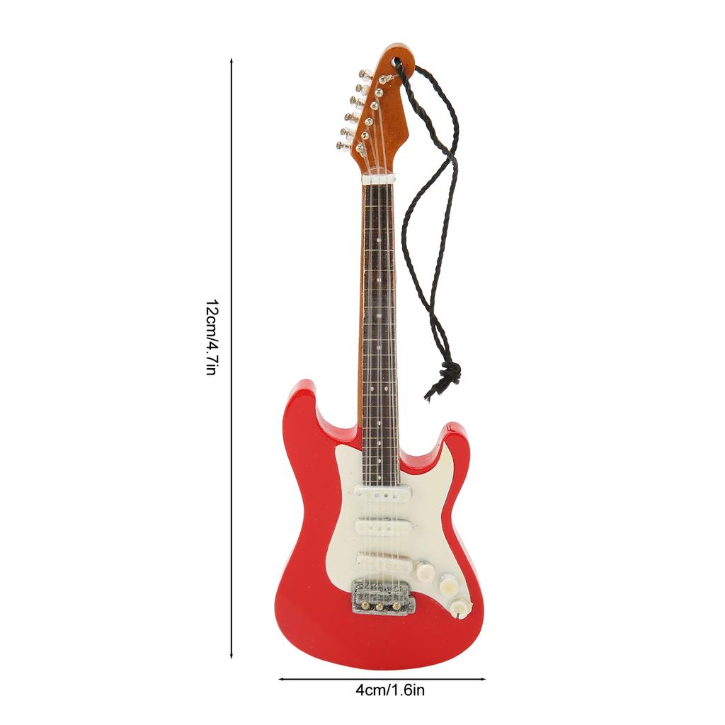 Miniature Guitar Model Simulation Innovative Wooden Electric Guitar Model with Hanging Rope for Presents Decor 01