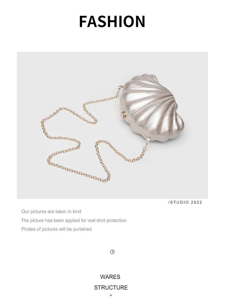 Elegant Irregular Shell Acrylic One-Shoulder Crossbody Clutch for Weddings and Banquets.