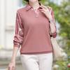 Casual Fashion Solid Patchwork Printed Shirt Spring Autumn Office Lady Polo-Neck Long Sleeve Loose Pullover Ladies Clothing