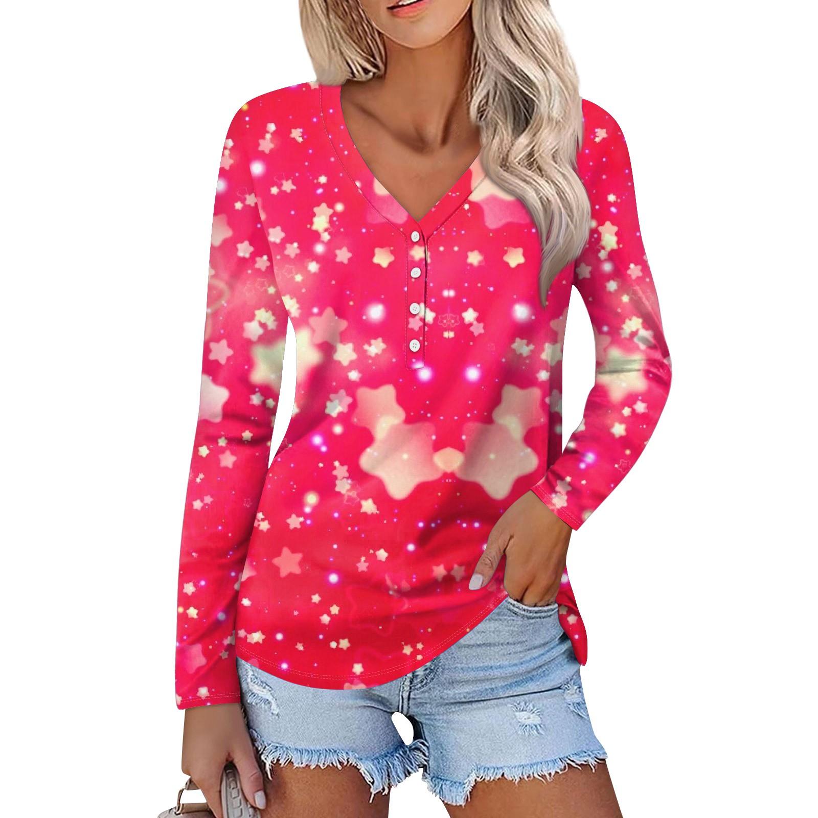 

Жіноча модна повсякденна блуза з довгим рукавом і любовним принтом до Дня святого Валентина, пуловер з V-подібним вирізом XXL