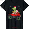 Christmas Family Matching Santa Truck Dinosaur Ladies Crewneck T Shirt Vintage Stylish Comfortable Fashion Slightly