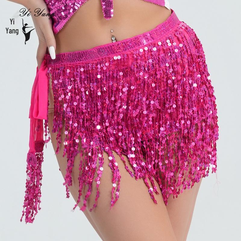 Halloween Belly Dance Costume: Sexy Sequin Tassel Hip Scarf & Waist Chain