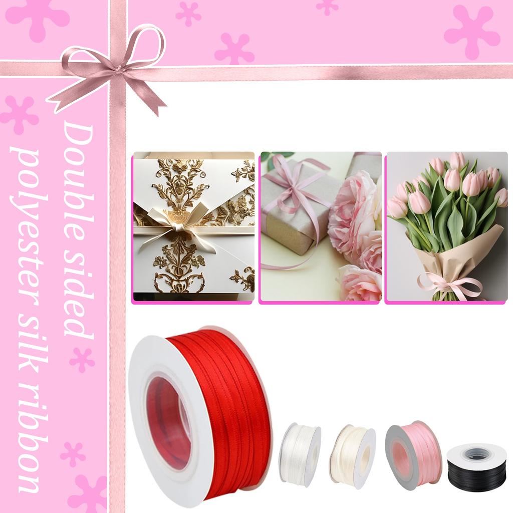 0.3cm Encrypted Double-sided Polyester Silk Ribbon Webbing Handmade Hair Accessories Headdress Bow Gift Box Packaging Ribbon