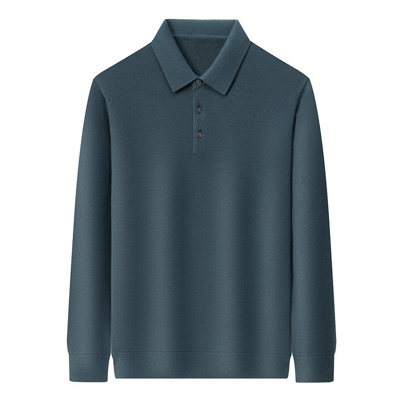 High-end Men's Sweater Long Sleeve Lapels Leisure Business Joker Solid Color Sweater Men