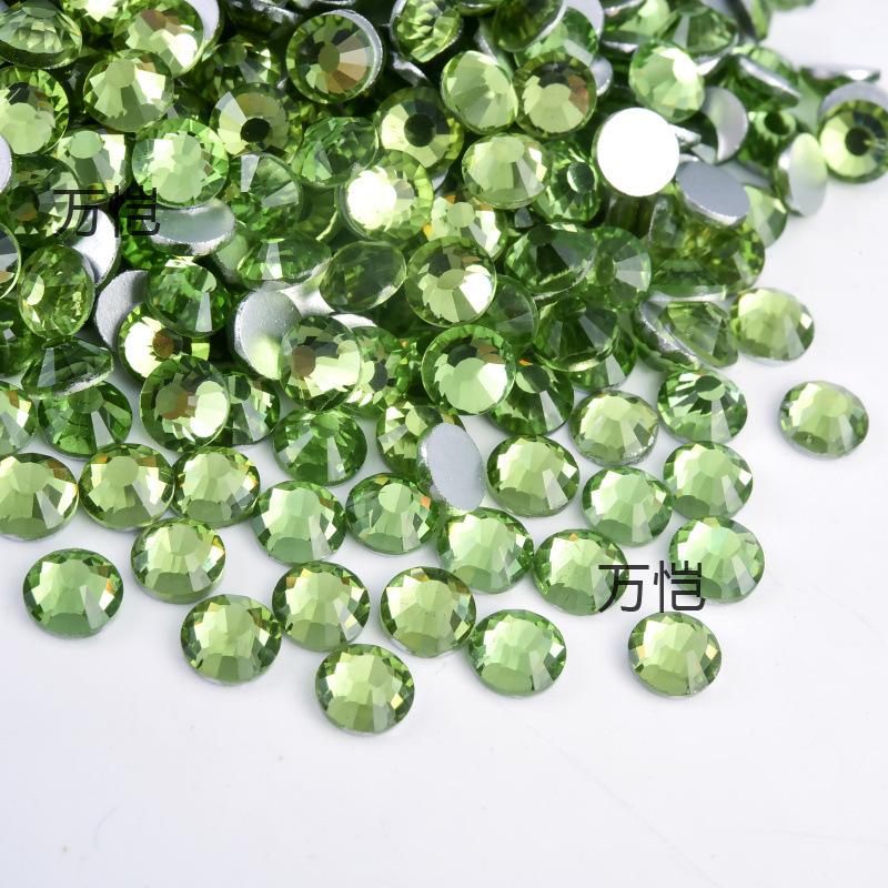 Grüner Diamant-Nagelbohrer mit flachem Boden, Glaskristall mit silbernem Boden, Handyhüllen-Zubehör, Aufkleber, Diamant, DIY-Strass-Schmuckzubehör