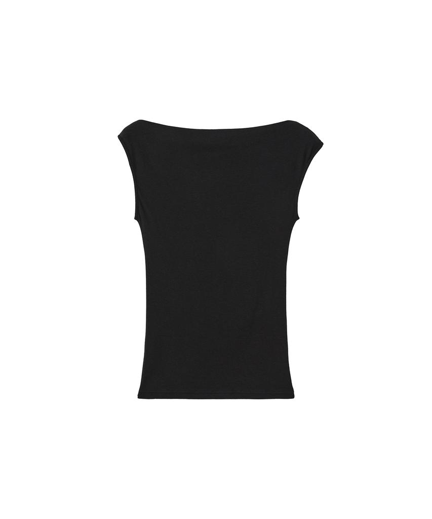 Lomaentinueo One-Shoulder Eyelet Sleeveless Top (Black)