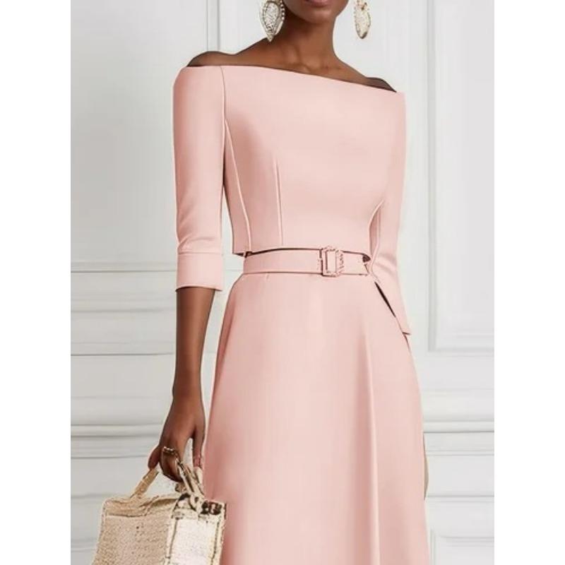 YYFS Women's Fashion Summer Spring Solid Color Print 1/2 Sleeves One Shoulder High Waist Casual Dresses