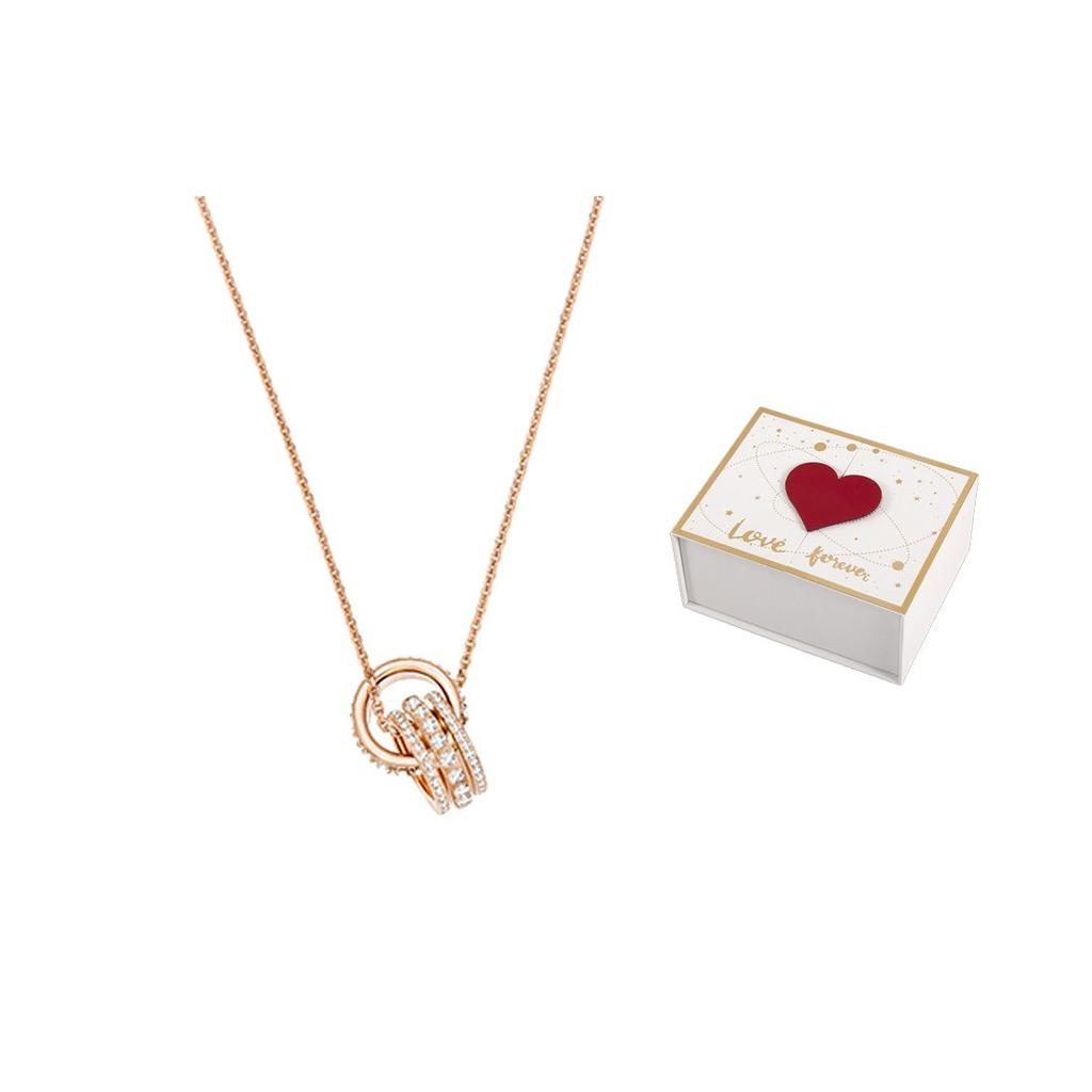 Swarovski Further Double Ring Hollow Gold Plated Necklace Women Necklace Rose-Gold 5419853