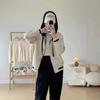 Autumn and winter new thickened jacket woolen hooded knitted cardigan women's casual versatile color matching loose women's coat