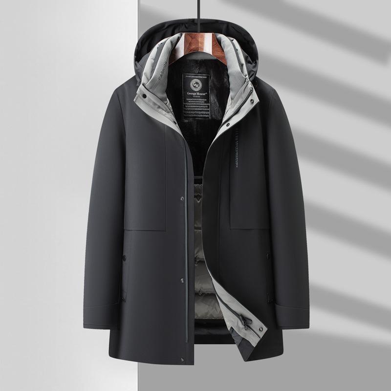 Piumino d'oca bianca Piumino da uomo Nuovo Inverno Business Casual Fodera rimovibile Piumino ispessito per tre indossi