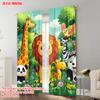 Set Of 2 Plane Printing Curtain Popular Jungle Animals Durable Polyester Without Rod Art Deco Festive Use Living Room For Area Made
