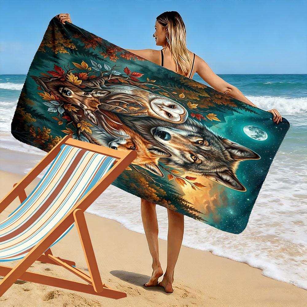 Mystical forest guardians Print beach towel, quick drying, suitable for travel, outdoor sports, jogging, the beach and swimming, gift