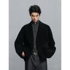 GXG Men's Black Collarless Short Wool Coat