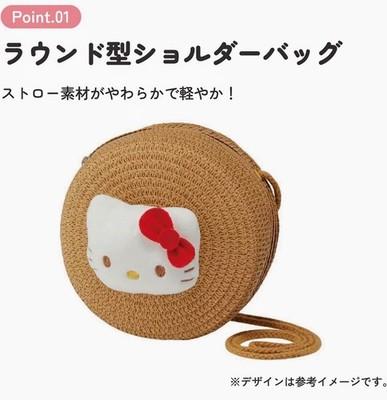 Skater Shoulder Bag Round Straw Material Zipper Sanrio Japan Hello Kitty