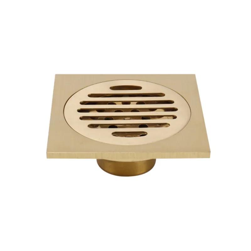 10*10cm gyllent gulvsluk messingforebyggende luktfortykningsavløp dusj baderomsavløp balkong vaskemaskin gulvsluk